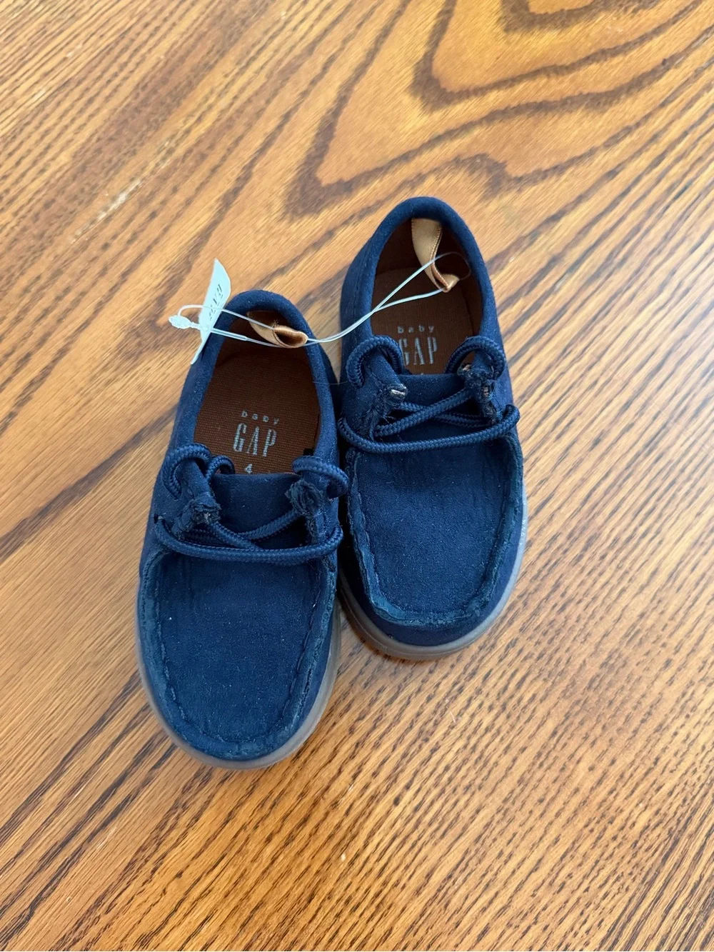GAP Navy Suede Moccasin Sneakers with Tan Sole